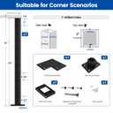 Muzata Aluminum Black Corner Cable Railing Post 36 Inch 36"X2"x2" T-drilled One-Post Corner Solution Surface Mount Cable Railing System Kit Indoor Outdoor Seaside with User Guide PD02 B3AS 36'', Corner post