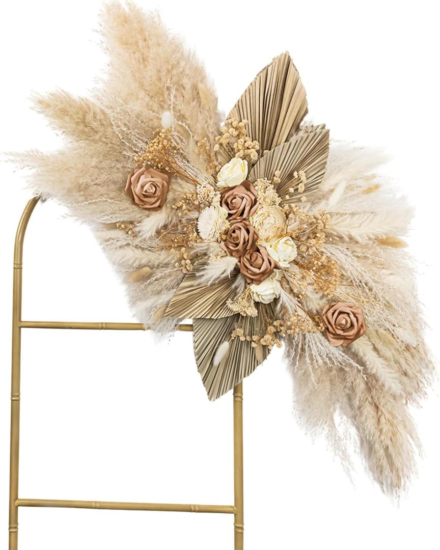 Pampas Grass Wall Arrangement | Home & Nursery Decor, Baby Shower & Wedding Arch Backdrop, Boho Decor (Dusty Brown)