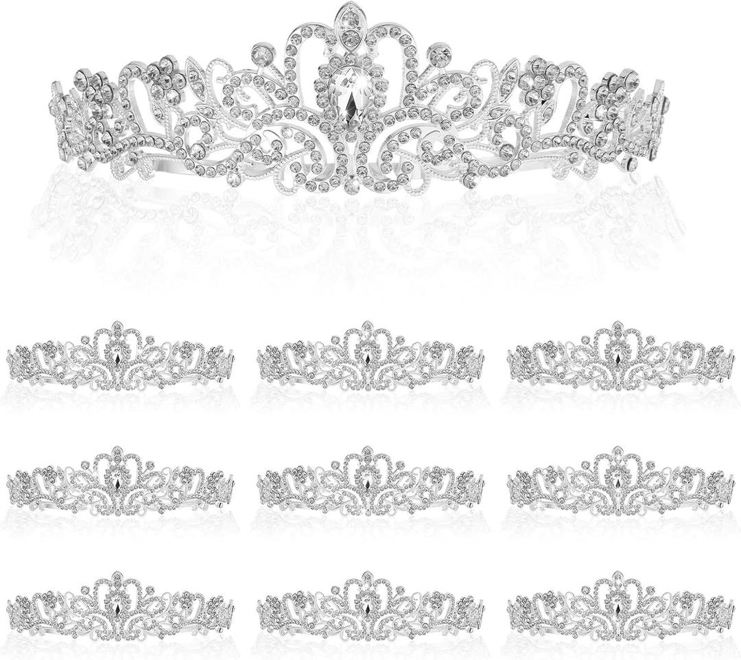 10 Pcs Crystal Tiara Crowns for Women, Tiara Crown Crystal Princess Tiaras Rhinestone Queen Headband Hair Accessories Gifts for Women Girls Teens Brides Bridal Wedding Prom Birthday Party