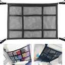 Car Ceiling Cargo Net for SUV,35.4"X25.6"Car Ceiling Storage,Load Capacity Automotive Cargo nets Interior Accessories for Van,Double-Layer Mesh Automotive Roof Camping Essentials