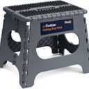 Flottian 11" Folding Step Stool for Adults and Kids Holds Up to 300 lbs,Non-Slip Folding Stools with Portable Handle, Compact Plastic Foldable Step Stool for Bathroom,Bedroom, Kitchen Gray