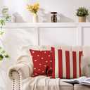 AnyDesign Valentine's Day Pillow Covers Red White Sweet Love Throw Pillow Case 16 x 16 inch Hearts Stripes Love Cushion Cover for Home Couch Sofa Wedding Anniversary Decoration, Set of 4