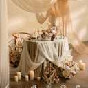 Ling's moment Cappuccino Wedding Table Cloths in Premium Crumpled Velvet, 9ft x 11ft, Fits 4ft/6ft Rectangular/Round Sweetheart&Head Table for Wedding Reception, Bridal Shower, Birthday Decoration