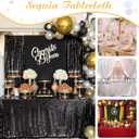 Fanqisi 50x102 Inch Black Sequin Tablecloth Sparkly Table Overlays Cloth for Birthday Halloween Party Graduation Wedding Kitchen Dinner Table Decorations