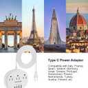 European Travel Plug Adapter with USB C, Multi Country Outlet Adapter with 3 AC Outlets and 4 USB Ports, Type C Plug Adapter for US to Most of Europe Iceland Spain Italy France Germany etc