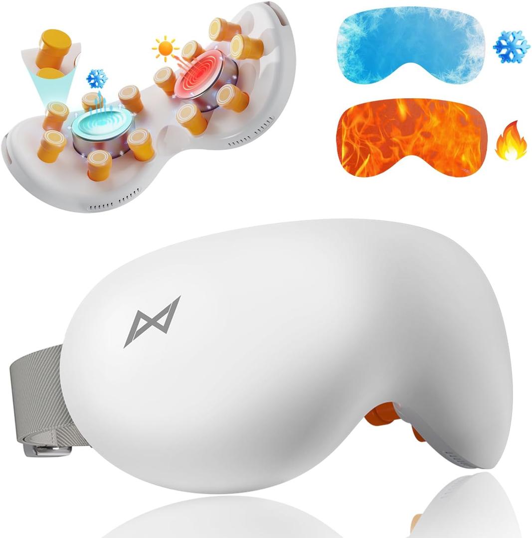AXV Eye Massager with Heat and Cooling, Massaging Eye Mask Massager, Eye Massage for Migraines, Dry Eyes, Strain Relief, Birthday Gifts for Women Men Mom Dad
