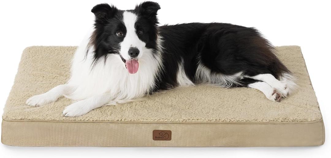 Bedsure Dog Beds Large Sized Dog - Comfy Flat Pet Beds with Removable Washable Cover, Orthopedic Egg Crate Foam Puppy Mat, Suitable for Pet Up to 65 lbs, Size: 36"L x 27"W x 3"Th