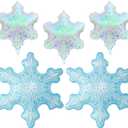 5 Pcs Snowflake Balloon Blue Iridescent Foil Balloons for Winter Christmas New Year Holiday Ice Snow Wonderland Themed Birthday Party Decorations