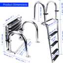 Heavy Duty Pontoon Boat Ladder, 316 Stainless Steel 4 Step Telescoping Folding Rear Entry Inboard Ladder All Welded Reinforce Dock Swim Deck Ladder with Wide Steps Strong Handrails