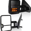 AERDM Towing Mirrors Compatible with Ford F150 2004 05 06 07 08 09 10 11 12 13 2014 Power Heated Defrost with Smoke LED Signal and Puddle Light Side Mirrors Pair set Pickup Truck Tow Mirrors Pair set