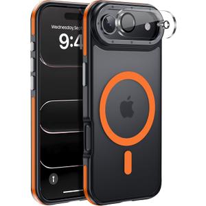 Magnetic for iPhone Air case, with Camera Lens Protector [10Ft Military-Grade Protection] Compatible with fit MagSafe Slim case for iPhone 17 Air 6.5 inch, Orange Bumper