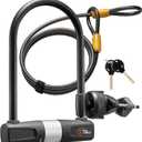 Bike U Lock with Cable - Via Velo Heavy Duty Bicycle U-Lock,14mm Shackle and 10mm x1.8m Cable with Mounting Bracket for Road, Mountain, Electric & Folding Bike