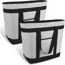 2PK Insulated Grocery Tote Bags with Top Zipper, Grey, 39L
Large Reusable Cooler Bags, Leak-Resistant Thermal Shopping Bag for Food Delivery, Beach, Travel, Picnic/Camping, Collapsible