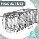 Qualirey 2 Pack Live Animal Trap Cage 17 x 7.09 x 8.27 Inch Cat Trap Cage, Foldable Steel Humane Catch and Release Animal for Groundhog Squirrel Raccoon Mole Gopher (Black)
