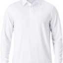NAVISKIN Men's Polo Shirts Quick Dry Golf Shirts UPF 50 Long and Short Sleeve Moisture Wicking Polo Shirts (Medium, White)
