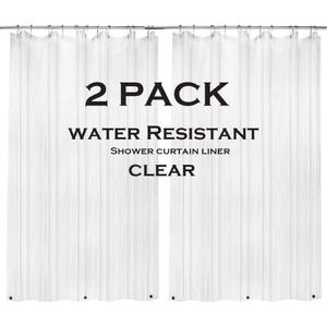 ZEMAHOME 2 Pack PEVA Plastic Shower Curtain Liner Premium Light Weight 72" x 72" Clear Bathroom Shower Showroom Curtain Liner with Rustproof Metal Gromments and Weighted Magnet