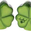 Boston International Salt & Pepper Shakers Ceramic Shaker Set for Kitchen Counter and Table, Set of 2, Lucky Heart