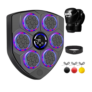 Smart Music Boxing Machine with Rhythm LED – Wall Mounted for Adults & Kids – Incl. Adult Gloves, Headband & 3 Reflex Balls – 9 Modes, Bluetooth Music Sync, Home/Office/Gym Sturdy Fitness Set