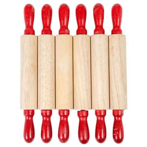 READY 2 LEARN Mini Wooden Rolling Pins | Set of 6 | 7.25 inches | Turning Handles | Play Dough Rollers for Crafts and Imaginative Play