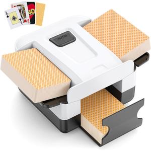 Automatic Card Shuffler 1-2 Decks, Rechargeable Electric Card Dealer Machine, Low Noise Portable Shuffler for UNO, Poker, Blackjack, Skip-Bo, Phase 10