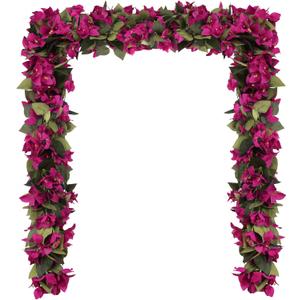 Artificial Bougainvillea Garland,4PCS 7.2ft/Piece Pink Flower Garland Faux Silk Bougainvillea Vines Artificial Decor for Wedding Arch Table Home Garden(Deep Pink)