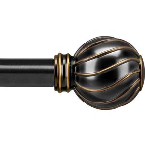 Black Curtain Rods for Windows 72 to 144 Inches Adjustable Length Heavy Duty 7/8" Diameter Window Curtain Rod with Decorative Finials for Outdoor Farmhouse Bedroom Kitchen Living Room (36"-150"|1 Pack)