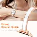 Slim Dressy Watch Band Compatible with Apple Watch Bands for Women 49mm 46mm 45mm 44mm 42mm 41mm 40mm 38mm, Jewelry Bracelet Metal Designer Fancy Strap for iWatch Ultra 3/2/1 Series 11/10/9/8/7/6/5/4/SE/3/2/1