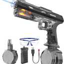 Skirfy Electric Water Gun with Realistic Gun Muzzle Flash for Kids Adults,High Powered Waterproof Water Pistol with High Capacity,Ideal Outdoor Swimming Pool Beach Toys-Black