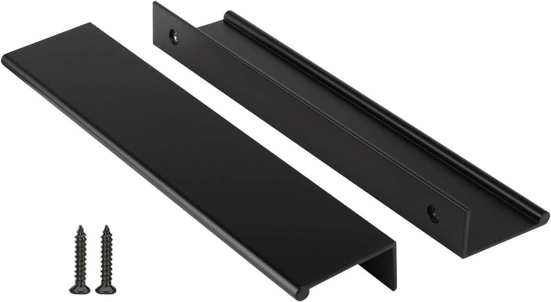 Peaha 5 Pack Kitchen Cabinet Handles 6-1/4 inch Black Pulls for Dresser Drawers Door Edge Finger Pull Aluminum Alloy Hardware