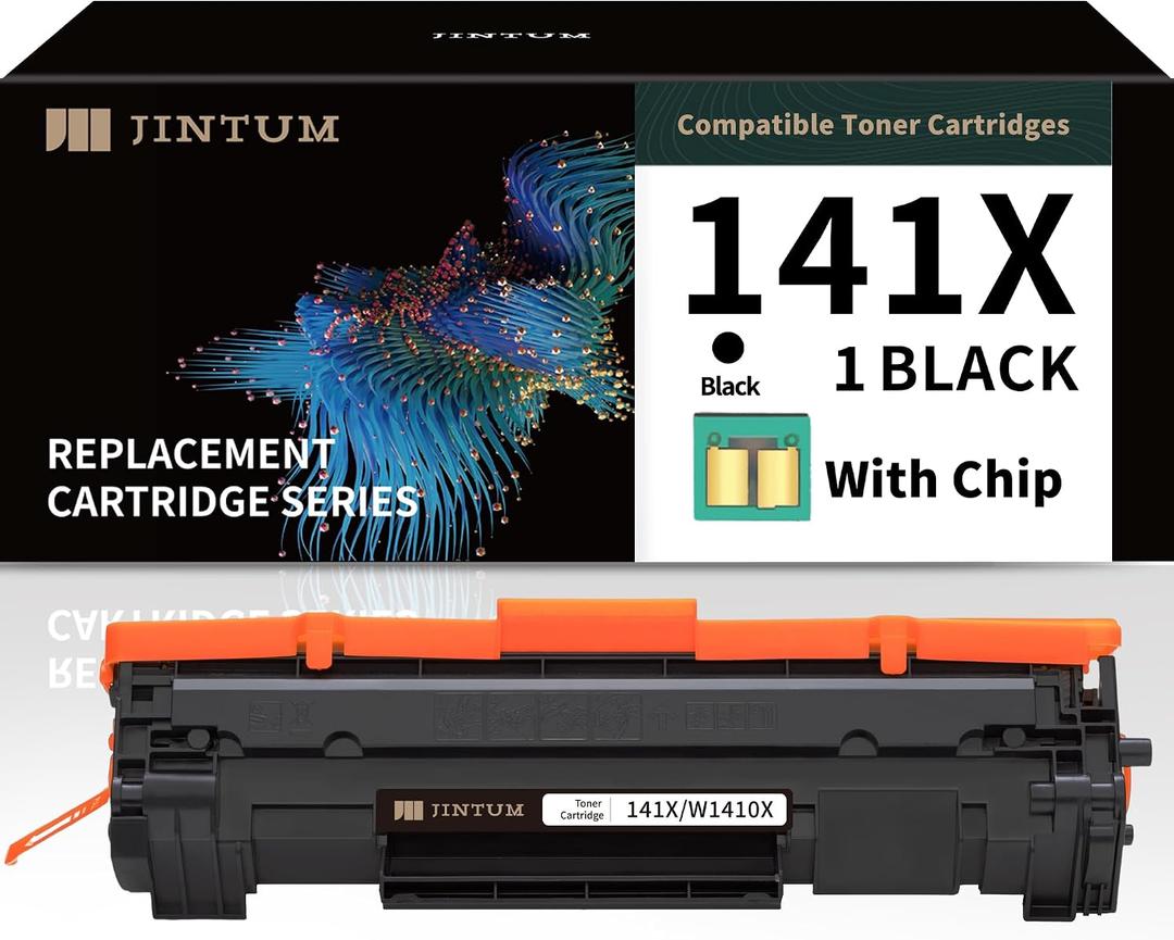 JINTUM 141X Compatible Toner Cartridge Replacement for HP 141X Black Toner Cartridge for HP W1410X Works with HP M110w, MFP M140w, MFP M139w Printers (with Chip)