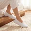 poemlady Women's Wide Slip on Loafer Shoes - Mesh Casual Ballet Flat Nurse Walking Sneakers Knit Round Toe Casual Low Wedge Wide Shoes, 1906 A/White, 11.5