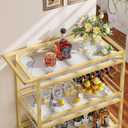 Leteuke Bar Cart for Home, 3 Tier Gold Serving Rolling Carts with Wheels, Drink Cart, Liquor Stand with Marbled Wooden Shelves, Wine Rack and Glass Holder for Kitchen, Dining Room, 14.96 Inches X 35.43 Inches X 37.8 Inches