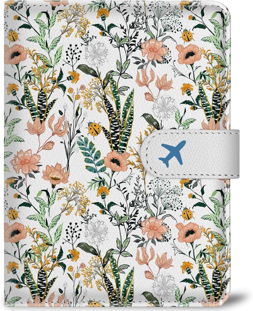 Passport Holder for Trave, RFID Blocking Leather Passport Cover, Combo with Credit Card Slot and Boarding Pass Slot Combo for Women Men