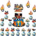 Pack of 25 Cupcake Topper Picks - Race Car-Themed Cupcake Toppers Cake Topper for Birthday Party and Baby Shower