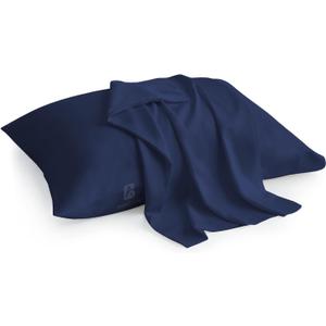 Egyptian Toddler Pillow Cases 100% Cotton Pillowcase 14x20 Set of 2 with Zip Closure Small Pillow Case 600 Thread Count Travel Nursery Pillow (14x20 Inch, Navy Blue)