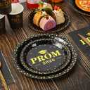 Graduation Party Supplies Plates and Napkins Serve 25,Prom Send off 2026 Disposable Paper Plates and Napkins Set Cups Knives Spoons for Class of 2026 Graduation Party Decorations Black and Gold