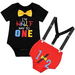 Baby Boy It's My 1/2 First Birthday Outfit Newborn Half Way To One Birthday Pants set 1st Cinco De Mayo Uno Birthday Clothes, No T-shirt