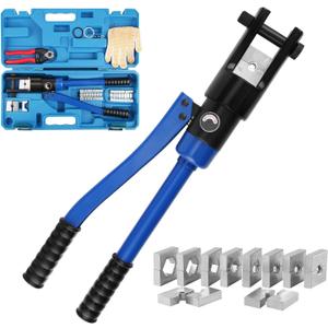 LICHAMP 19 Packs Hydraulic Cable Lug Tool with durable case, 4 AWG to 600 MCM Battery Cable Crimping Tool WIRE Terminal Crimper Set, 1603BL