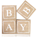 Baby Shower Box, Country Style Bohemian Balloon Box, 4pcs of Linen Patterned with Letters, for Gender Reveal Birthday Photo Prop.