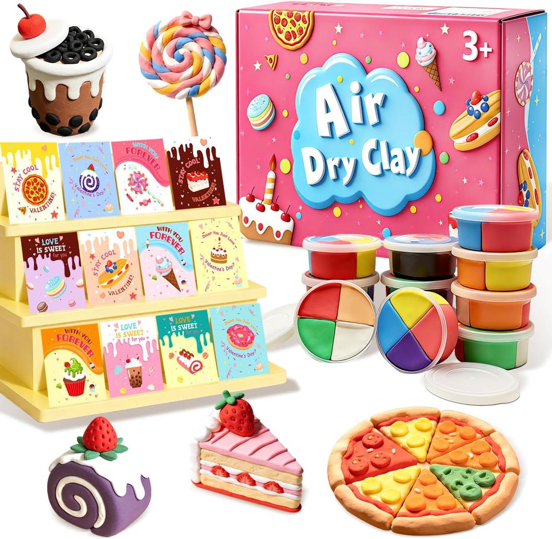 CAMIRUS Air Dry Clay Kit, 12PCS DIY Modeling Magic Clay Toys for Kids Valentine Easter Party Favors Classroom School Prize Rewards Gifts Exchange