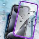 FNTCASE for iPhone 15 Pro Case: with Belt-Clip Holster & Built-in Screen Protector & Kickstand, Full-Body Dual Layer Heavy Duty Rugged Military Shockproof Protective Cell Phone Cover 6.1 inch-Purple