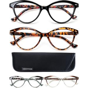 HEEYYOK 1.75 Readers For Women Small Face Womens Reading Glasses Cat Eye 4-Pack Cheaters Reading Glasses Comfort Spring Hinge