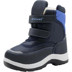 Apakowa Kid's Boys Girls Winter Snow Boots (Toddler/Little Kid) (Blue2, 12 Size)