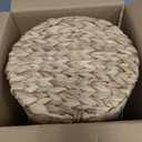 Round Wicker Laundry Hamper with Lid, Natural Water Hyacinth Woven scalloped basket, Space-Saving for Dirty Clothes - Bedroom & Bathroom (Small)