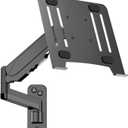 Laptop Wall Mount, 2-In-1 Gas Spring Wall Holder with Vented Tray for 12"-17" Notebook/13-32 Computer Screen, Full Motion Adjustable Wall Mount Laptop Stand Holds 3.3-17.6 Lbs