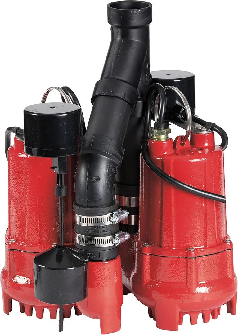 Red Lion RL-SC33DUP, 115V, 1/3 HP, 6000 GPH Dual Automatic Sump Pumps
10' Cords, For areas prone to flooding - twice as much power when you need it, Cast iron, Vertical float switches, 14942771