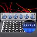 IZTOSS 6 Gang Aluminum Marine Rocker Switch Panel - Pre-Wired with Blue LED Indicator, 12-24 V Multi-Function Rocker Switch - Ideal for Marine motorhomes, Yachts