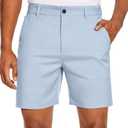 PULI Men's Golf Dress Shorts Flat Front Hybrid 7 Inch Lightweight Quick Dry Chino Casual with Pockets, Size 32