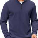 COOFANDY Mens Sweaters and Pullovers Light Weight 1/4 Zip Polo Sweatshirts, 3X-Large, Navy Blue