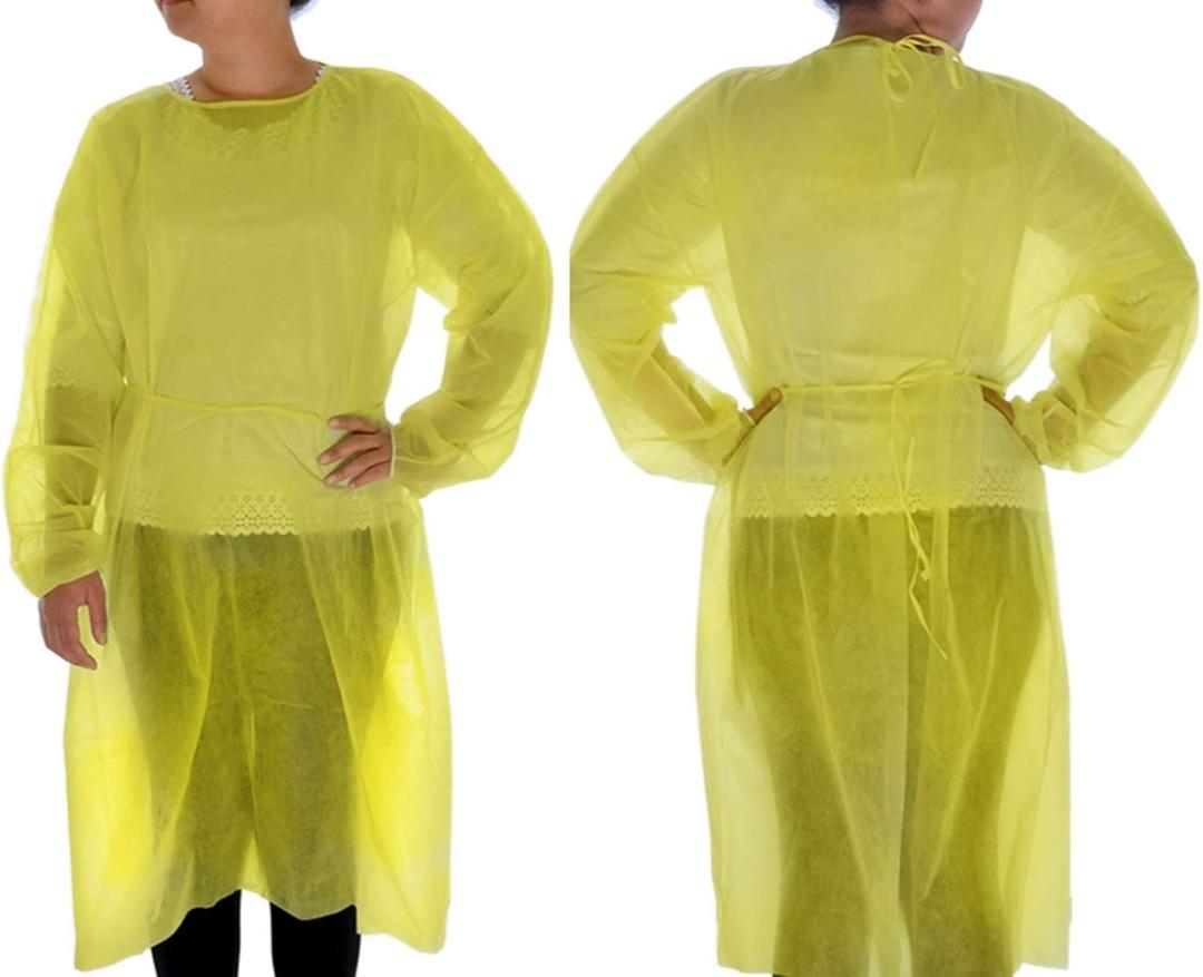 Dealmed Yellow Isolation Gown  Disposable Medical Gowns, Latex-Free, Perfect for Hospitals, Medical Facilities, and Physicians Offices (Pack of 10)